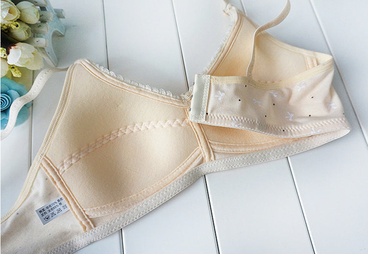 woloong  New Cotton Girl Underwear Top Push Up Bra Small Chest Decompression Comfortable Convenient Without Steel Ring Bra Teenage Girls