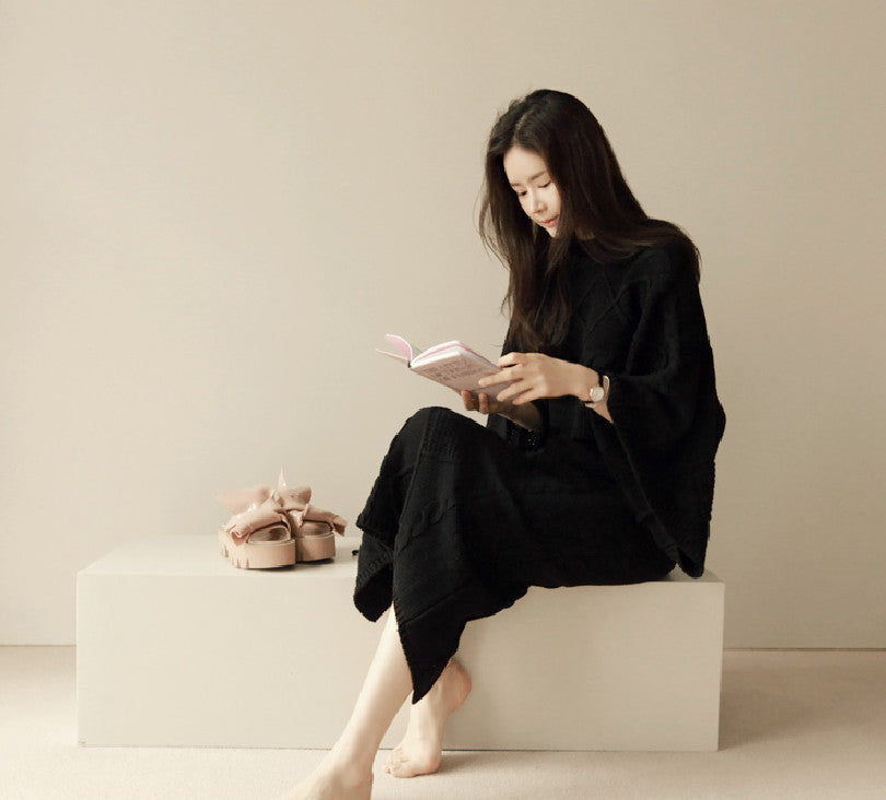 goosudu High Quality Autumn Winter Women Knitted 2 Piece Set  Batwing Sleeve Loose Tops+Slim Bodycon Skirt Female Sweater Suits