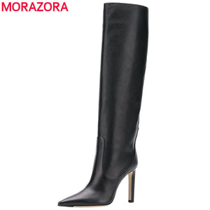 woloong Big size 34-45 New brand women boots pointed toe stiletto high heels boots sexy knee high boots women nightclub shoes