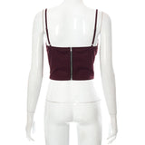 woloong  Bandage Strings Sleeveless Backless Slip Crop Top Solid New Year Fashion Women Cute Elegant Streetwear Corset Y2K