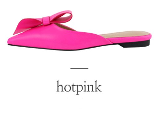 woloong  Pointed flat bow slippers women summer wear Baotou half slippers new fashion lazy sandals women's shoes