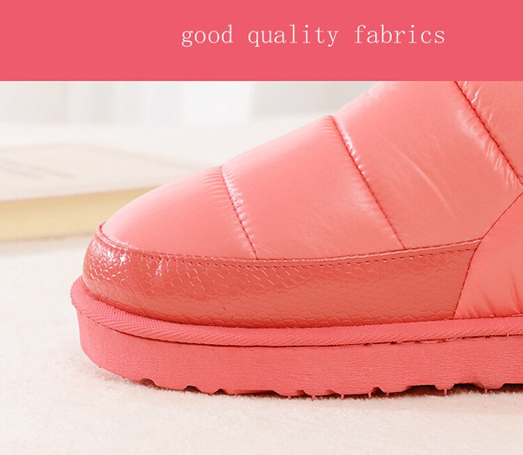 woloong New arrival waterproof women PU leather snow boots warm short plush ankle boot female winter shoes woman large big size 41 45