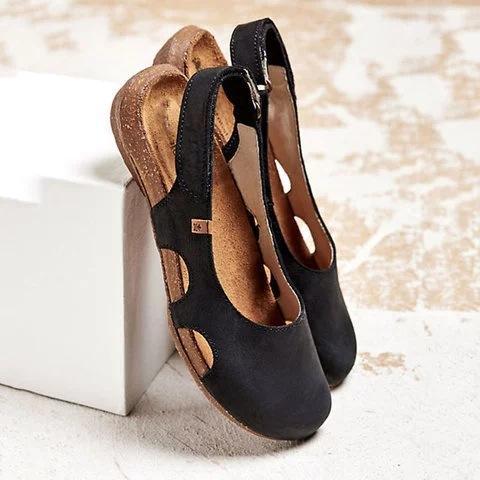 Summer Women Sandals Wedges New Fashion Casual Buckle Hot Gladiator Non-Slip Sandals Retro Flock Party Office Ladies Shoes