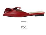 woloong  Pointed flat bow slippers women summer wear Baotou half slippers new fashion lazy sandals women's shoes