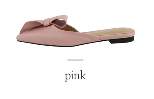 woloong  Pointed flat bow slippers women summer wear Baotou half slippers new fashion lazy sandals women's shoes