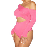 goosudu Women Jumpsuit Fashion Sexy Hollow Out Long Sleeve Bodysuit Fall Clothes for Women Bandage Party Club Wear Outfits