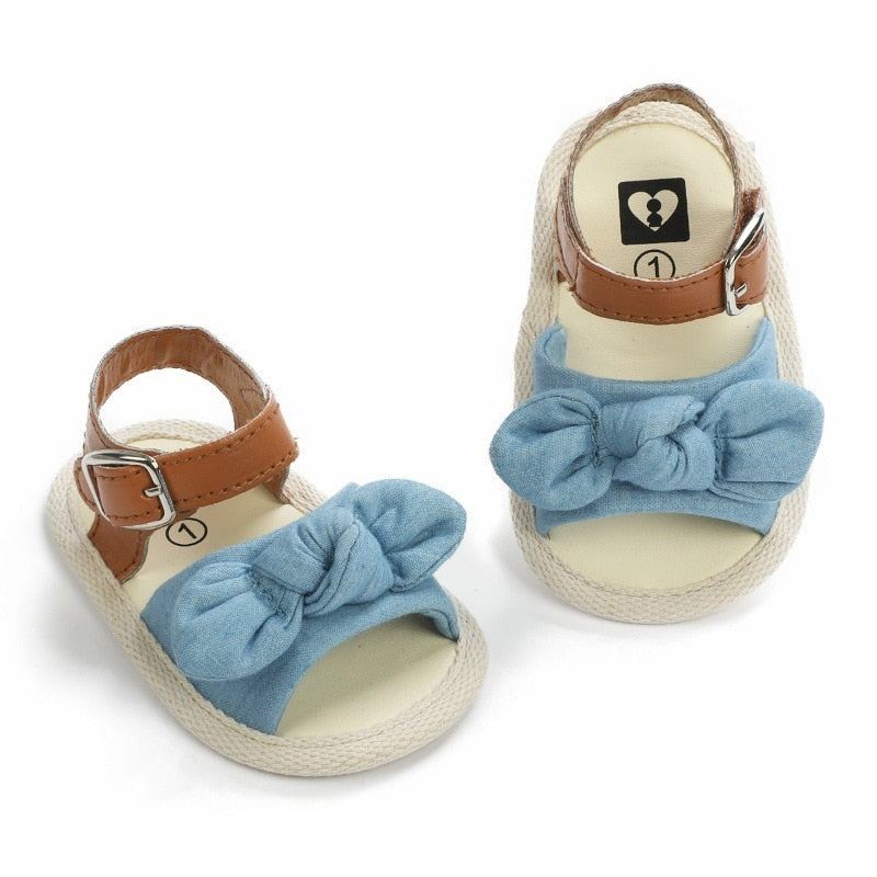 woloong Fashion Newborn Infant Baby Girls Princess Shoes Bowknot Toddler Summer Sandals PU Non-slip Shoes 0-18M