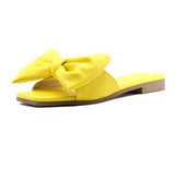 woloong  Spring/summer new outdoor flat leather bow non-slip beach lady slippers casual all-match fashion women sandals