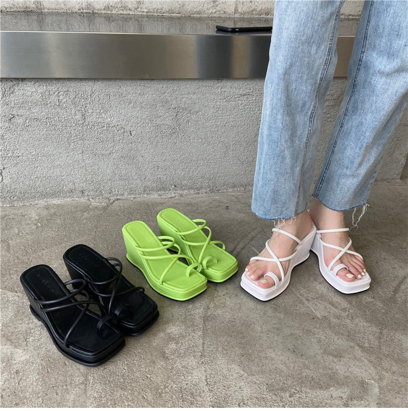 woloong Summer New Fashion Women Wedges Slippers Sexy Flip Flop Sandals High Quality Ladies Outdoor Platform Slides