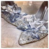 woloong  Newest  Cinderella Shoes Rhinestone High Heels Women Pumps Pointed toe Woman Crystal Party Wedding Shoes 5cm/7cm/9cm