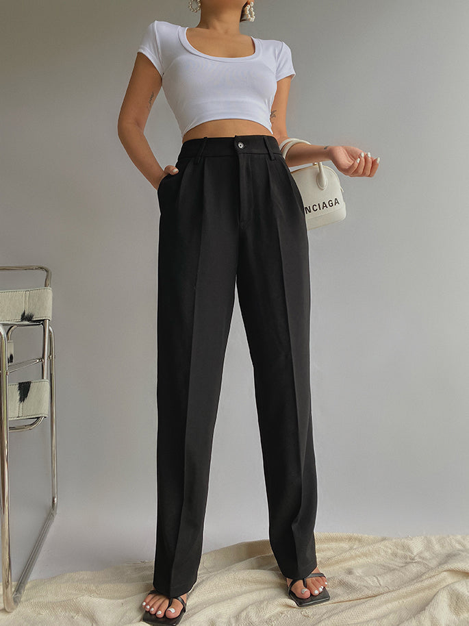 woloong Spring New Office Lady High Quality Elegant Casual Fashion Wide Leg Woman Female Pants Hot Sales