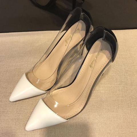 woloong  New Women Pumps PVC Transparent High Heels Sexy Pointed Toe Leopard Grain Party Shoes Lady Thin Heels Pumps Size 40