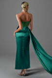 goosudu Haliya Crystallized Corset High Slit Gown - Green