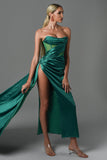 goosudu Haliya Crystallized Corset High Slit Gown - Green