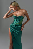 goosudu Haliya Crystallized Corset High Slit Gown - Green
