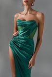 goosudu Haliya Crystallized Corset High Slit Gown - Green