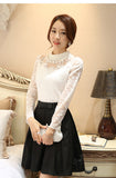 Women Sexy Lace Blouse new Slim Plus size 3XL Lace Tops Long Sleeve Casual Shirt Beaded Openwork Feminine Tops