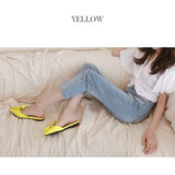woloong  Pointed flat bow slippers women summer wear Baotou half slippers new fashion lazy sandals women's shoes