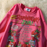 woloong Kawaii Rose Red Cartoon Letter Print Sweatshirt Vintage Streetwear Fashion Tops New O-neck Casual Teens Clothes Goth Punk