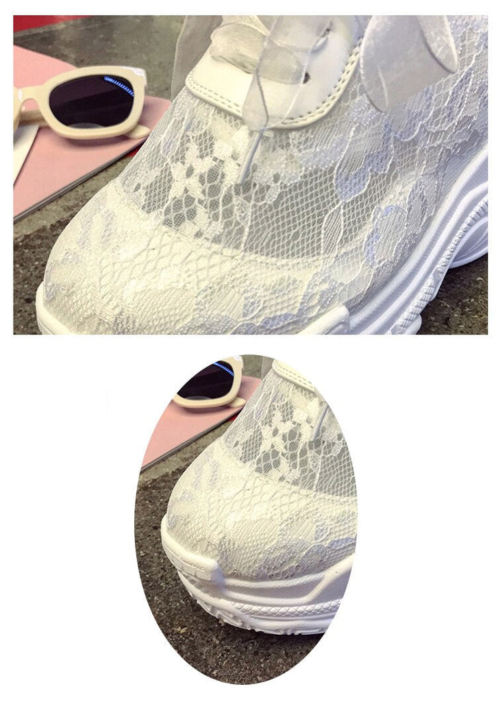 NEW Classic Women Mesh Platform Sneakers Trainers White Shoes High Heels Wedges Outdoor Shoes Breathable Casual Shoes Woman