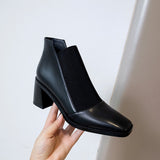 woloong  Fashion Comfortable Genuine Leather Women's Ankle Boots Elegant Square Toe Thick Heels Pumps Party Casual Shoes Woman New