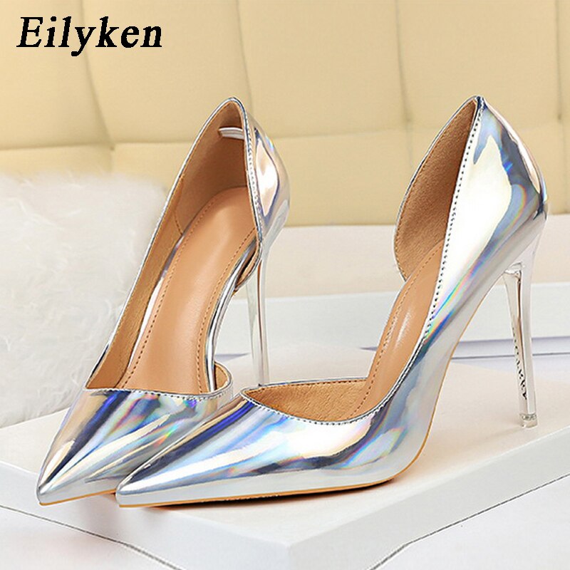 woloong New Fashion Patent Leather Office Pumps High Heels Shoes Women Sexy Pointed toe Shallow Party Wedding Shoes