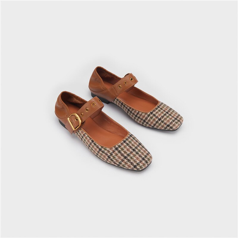 woloong Mary Jane Shoes New Spring Brand Women Pumps Low-heel Female Ladies Shoes Square Toe Buckle Mixed Color Retro Women Shoes