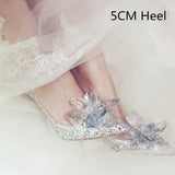 woloong  Newest  Cinderella Shoes Rhinestone High Heels Women Pumps Pointed toe Woman Crystal Party Wedding Shoes 5cm/7cm/9cm