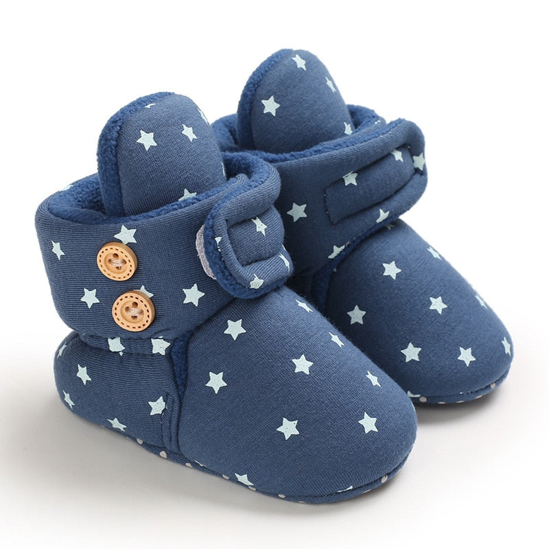woloong Baby Winter Cute Shoes for Girls Walk Boots for Boys Star Ankle Kids Shoes Toddlers Comfort Soft Newborns Warm Knitted Booties