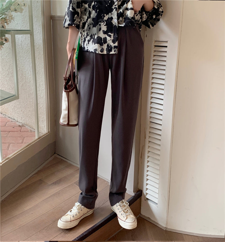 woloong HziriP Elegant Formal High Waist Harem Straight Pants Women Bottom  New Autumn OL Solid Fashion Loose Suit Trousers Female