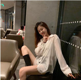 Blouses Women Summer Shirts Thin Loose See-through Sunscreen Pure Long Sleeve Sexy Womens Chiffon Korean Female New Fashion Tops