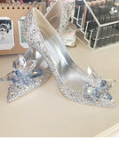 woloong  Newest  Cinderella Shoes Rhinestone High Heels Women Pumps Pointed toe Woman Crystal Party Wedding Shoes 5cm/7cm/9cm