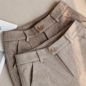 Woolen Pants Women's Harem Pencil Pants  Autumn Winter High Waisted Casual Suit Pants Office Lady Women Trousers