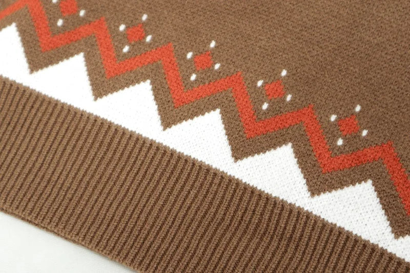 Boho Pumpkin Knitted Pullovers Women Christmas Ladies Ethnic Warm Sweaters Female Loose Autumn Winter New Fashion New Year