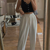 woloong Spring New Office Lady High Quality Elegant Casual Fashion Wide Leg Woman Female Pants Hot Sales