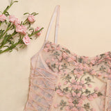 Ellolace Floral Embroidery Bodysuit Women Lace Up Bandage Bodies Sexy Sleeveless Bodycon Transparent Lingerie Mesh Bodysuits Top