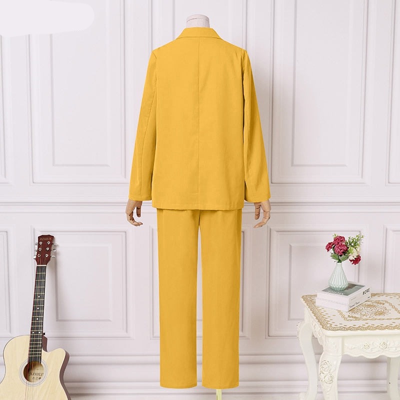 goosudu Fashion Women's Business Suits Autumn OL Long Sleeve Blazer and High Waist Pants  Casual Solid Oversized Sreetwear