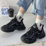 woloong  Spring New Reflect Vulcanize Shoes Light Platform Daddy Shoes Woman Harajuku Joker Wind Sneakers for Female Casual Shoes