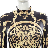 woloong  Classical Print O Neck Long Sleeve Playsuit New Year Sexy Slim Sports Elegant Casual Streetwear Concise Y2K