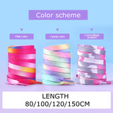 goosudu   Flat Shoelaces Rainbow Colour Shoe Laces Casual Canvas Shoes Colorful Shoelace Print Gradient Suitable for All Unisex 1 Pair
