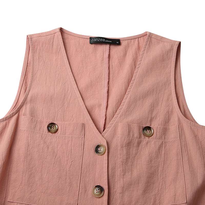 goosudu  Stylish Women V Neck Sleeveless Rompers Summer Jumpsuits Short Playsuits Casual Solid Loose Beach Overalls Oversized
