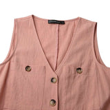 goosudu  Stylish Women V Neck Sleeveless Rompers Summer Jumpsuits Short Playsuits Casual Solid Loose Beach Overalls Oversized