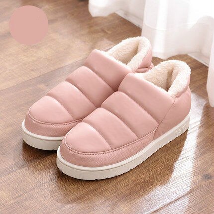 woloong New arrival waterproof women PU leather snow boots warm short plush ankle boot female winter shoes woman large big size 41 45