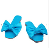 woloong  Spring/summer new outdoor flat leather bow non-slip beach lady slippers casual all-match fashion women sandals