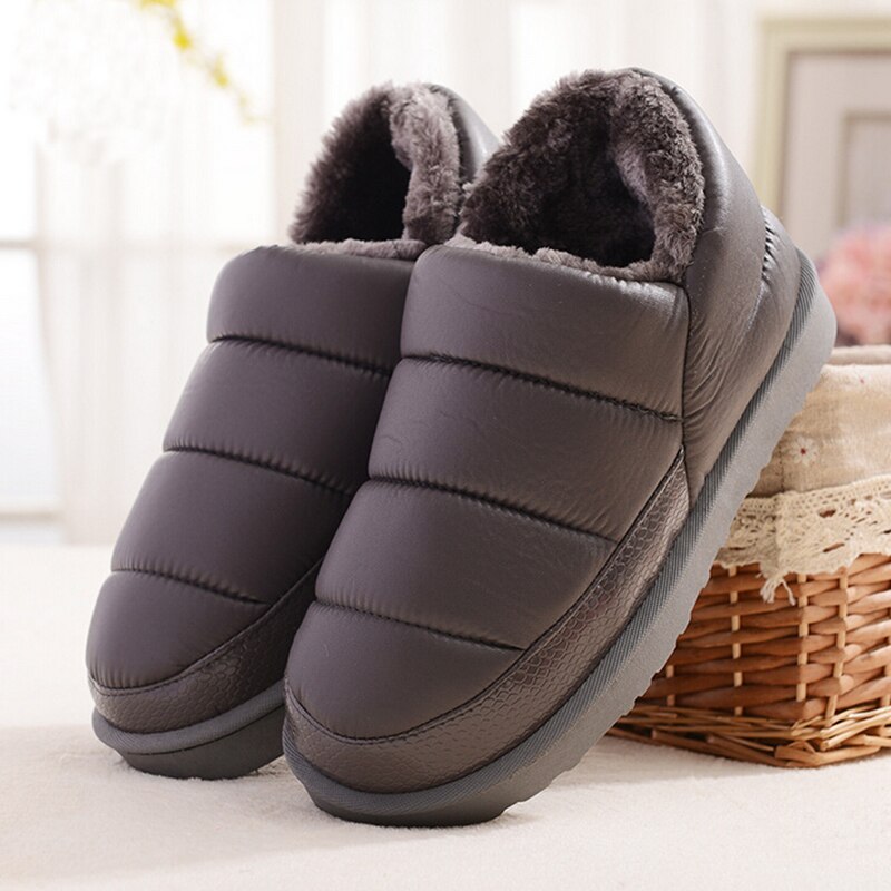 woloong New arrival waterproof women PU leather snow boots warm short plush ankle boot female winter shoes woman large big size 41 45