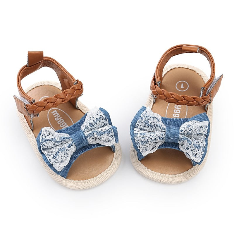 woloong Fashion Newborn Infant Baby Girls Princess Shoes Bowknot Toddler Summer Sandals PU Non-slip Shoes 0-18M