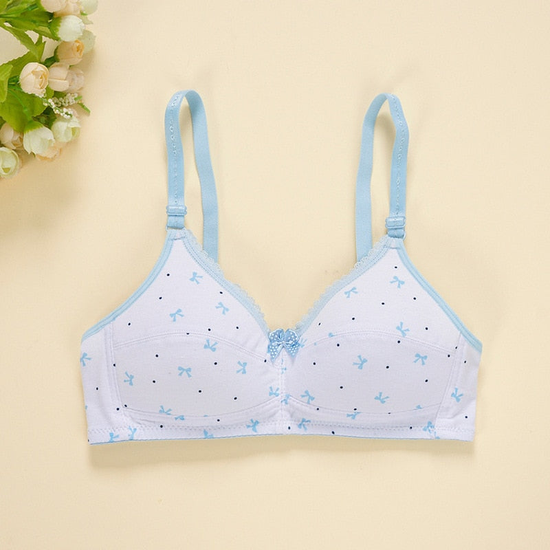 woloong  New Cotton Girl Underwear Top Push Up Bra Small Chest Decompression Comfortable Convenient Without Steel Ring Bra Teenage Girls