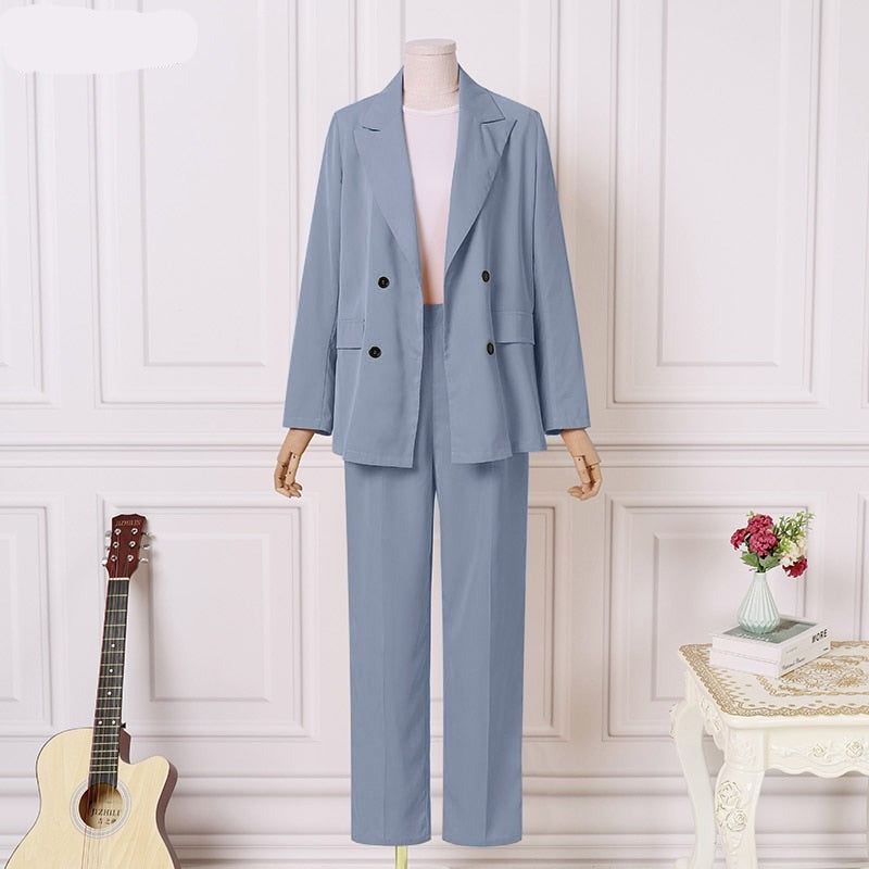 goosudu Fashion Women's Business Suits Autumn OL Long Sleeve Blazer and High Waist Pants  Casual Solid Oversized Sreetwear