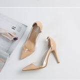 woloong  New Women Pumps PVC Transparent High Heels Sexy Pointed Toe Leopard Grain Party Shoes Lady Thin Heels Pumps Size 40