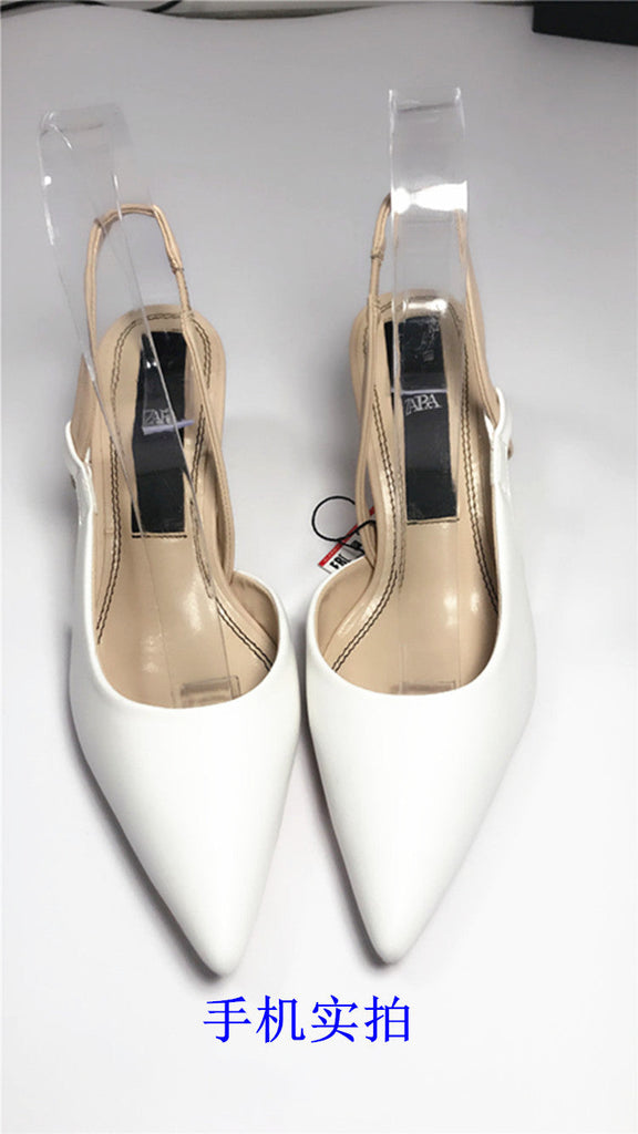Classic Pointed Toe Stiletto Sandals Women New Metal Heel Stiletto Sandals Formal Wear Professional Women's Shoes Black
